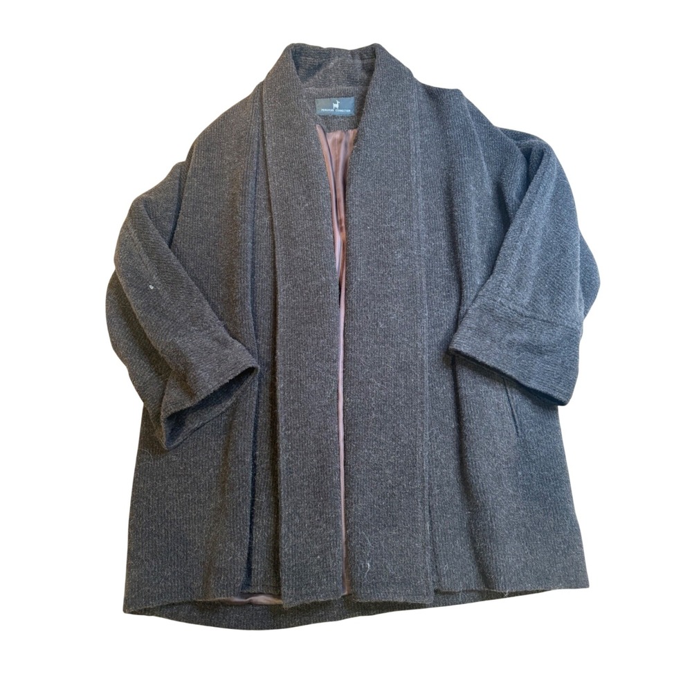 PERUVIAN CONNECTION Cozy Alpaca Wool Blend Shawl Collar Cardigan Jacket M